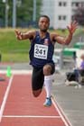 Chukwudi Onyia winner of the triple jump at the Scottish Championships, Scotstoun  Stadium, Glasgow.